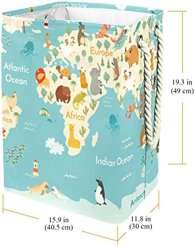 Начало Карта на света, на Животни, за Деца, Водоустойчив Кошница за дрехи от Оксфорд PVC 300D, Голяма Кошница за Дрехи за Одеала, Играчки за Дрехи в Спалнята