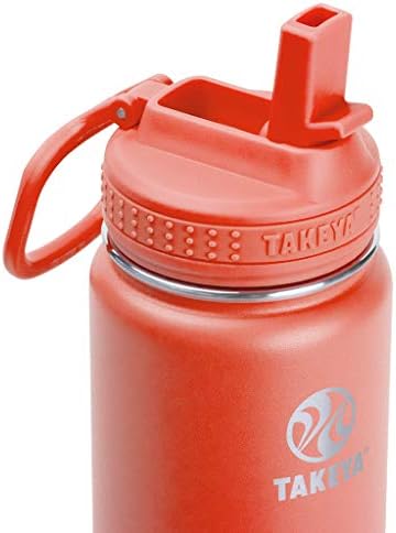 Случайна Бутилка за вода Takeya Actives от Неръждаема Стомана със Сламен Капак, 22 Грама, Корал