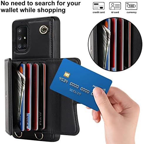 Защитни капаци с панти капак, Съвместим с Samsung Galaxy A51 5G Чанта-портфейл, Кожен калъф-портфейл със заключване RFID TPU + PU с държач за карти, Защитна чанта с панти капак с ка?