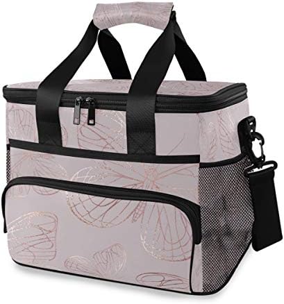 Чанта-Хладилник MNSRUU Butterfly от Розово Злато С Изолация За Обяд, Чанта за Пикник, Контейнер с Регулируем пагон