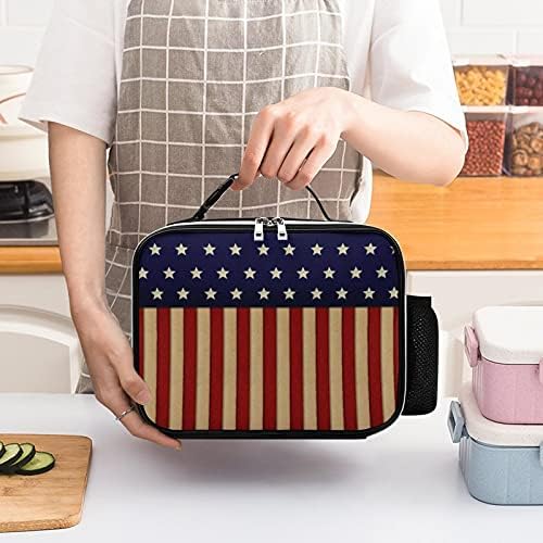 FunnyStar Флаг На Американската Славата Чанта За Обяд Подвижна Кожена Пътна Чанта За Храна За Училищната Работа За Деца И Възрастни