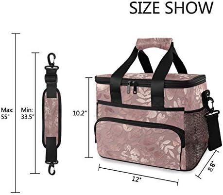 Чанта-Хладилник MNSRUU С Цветен Модел от Розово Злато, Изолирани Чанти за Обяд, Чанта за Пикник, Контейнер с Регулируем пагон