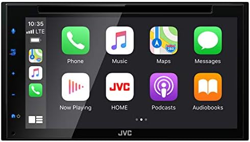 Автомобилен DVD/CD плейър JVC KW-V66BT Apple CarPlay Android с капацитивен сензорен екран с 6.8 инча, функция Bluetooth Audio и високоговорител, MP3 плейър, Двоен DIN, 13-бандов еквалайзер, SiriusXM, автомобилния радио