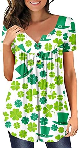 Дамска Риза в Деня на Св. Патрик, с V-образно деколте, Къс Ръкав, Ирландска Детелина, Графични Тениски, Забавни Щастливи Тениски, Блуза С Флорални Накъдрен