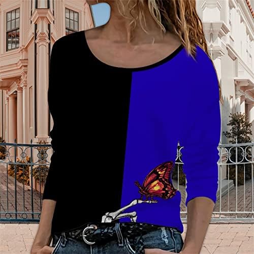 Блузи за жени, Мода 2022, Пуловер с Цветен Блок, Риза в стил Мозайка, Най-Свободния, Намаляване с Дълги Ръкави (S-3XL)