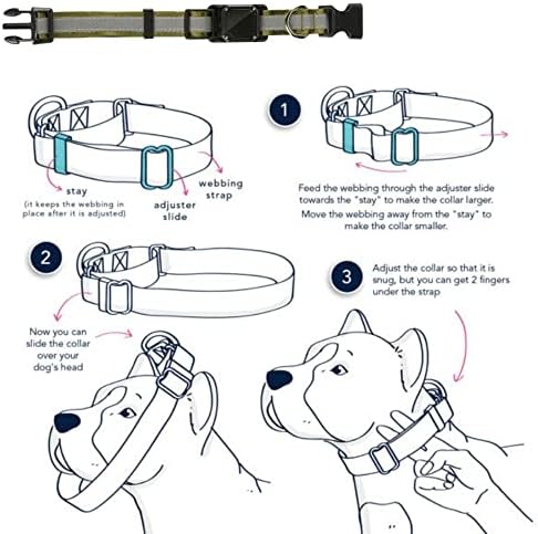 Отразяваща Регулируем Нашийник за проследяване на кучета Tolopu Ultimate с Водоустойчив калъф-притежател на AirTag (Голям, Зелен)