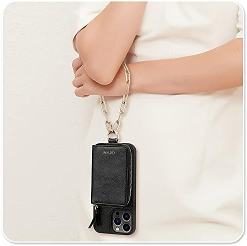Чанта-портфейл CUSTYPE за iPhone 12 Pro Max с каишка за Носене-портфейл за iPhone 12 Pro Max с държач за карти за жени, кожен джоб с цип за iPhone, защита на камери със заключване на RFID (с ка