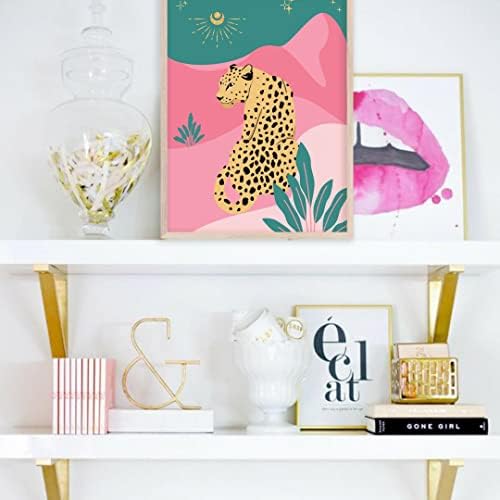 Естетичен Интериор на стаята на Джак Отговоря на Kate в стил чистота, Модерни Щампи под формата на Леопард и Сърцето си със Златен Блясък, Розово боядисани стени, Подарък За Спални за момичета, Смешни Плакати за всекидневна