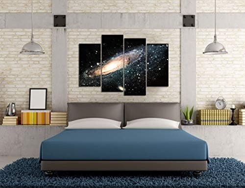 VVOVV Стенен Декор - Космически Пейзаж на Стенно Изкуство, Печат върху Платно Галактика Андромеда Вселена Снимка на Плакат 4 Бр. Модел Звездна Нощ Модерен Принт Giclee за Декора на Стените