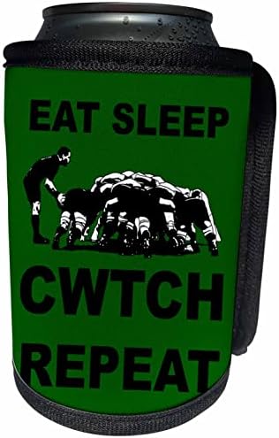 3dRose Eat Sleep Cwtch Повторение на чувство за Хумор в стил уелски ръгби в зелени опаковки за бутилки - охладители (cc_355265_1)