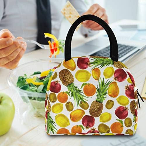 Случайна чанта за обяд Дамски - Акварели Плодове Големи Запечатани Торби за Обяд с плечевыми ремъци за работа Fresh