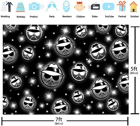 На фона на темата Чоло В началото на 2000-те Фон 7x5 фута Лъскав Черен Банер за олдскульной снимки, предмети за украса на парти в чест на рождения Ден на децата (84x60 инча)
