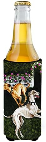 Carolin's Treasures AMB1354MUK Rose Garden Frolick Greyhounds Ултра-Обнималка за тънки кутии, Ръкав за охлаждане на Консерви, Обнималка за напитки, Стираемый в колата, Сгъваема Изолатор за напитки, Изолиран