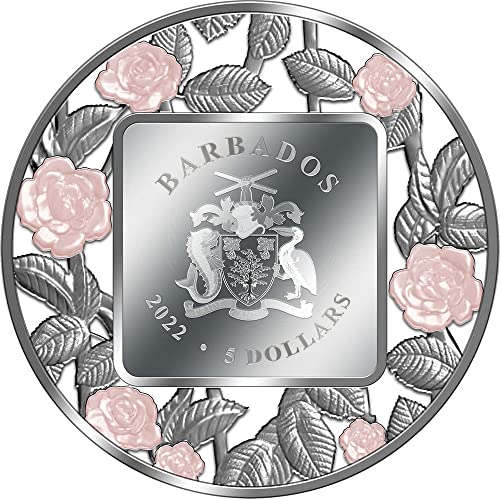 2022 DE Модерна Възпоменателна монета PowerCoin Lady Diana Филигранна Сребърна монета с тегло 2 Грама 5 Долара Барбадос 2022 Proof