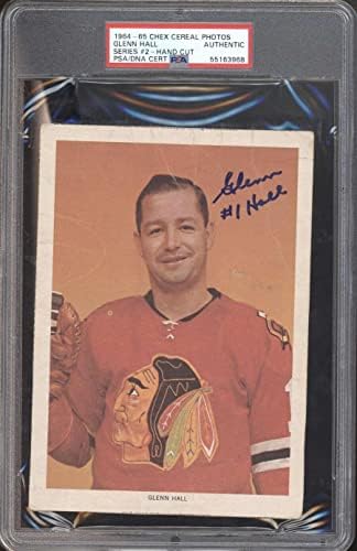 17 Глен Хол - Снимки люспи Чекс през 1963 г., Хокей карти (Star) С рейтинг на PSA, Снимки НХЛ с автограф