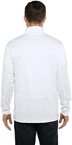 Мъжки пуловер Vantage Apparel Standard Collegiate Micro Mesh Performance Бял цвят с цип 1/4 инча