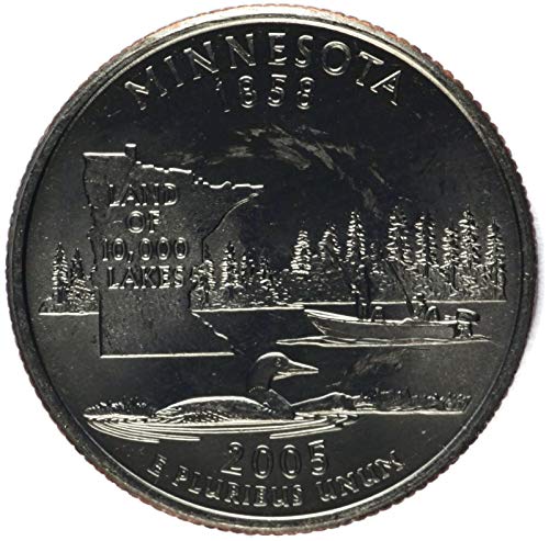 2005 P Монета с Четвертаковой монета на щата Минесота Регистрационен номер, Vcr брой 10 /DDR №10 Блестяща, Без да се прибягва