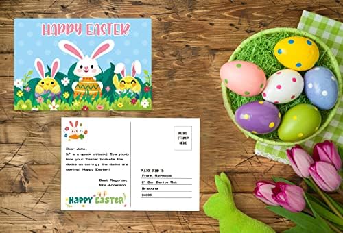 WhatSign Щастливи Великденски Картички за деца 30 бр. пощенски Картички с Яйца на Великден Заек, Християнски Великденски Картички, Религиозни Великденски Поздравителн?