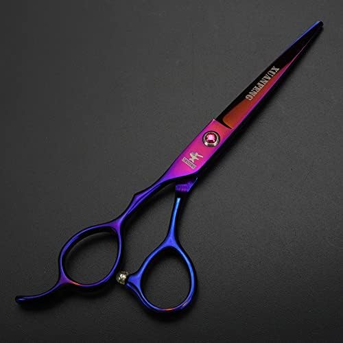 XUANFENG Леви 6-инчов Ножици за коса, Фризьорски Предни нож за рязане и филировки, Професионални ножици от стомана 9cr18 (Лилаво ножици за рязане)