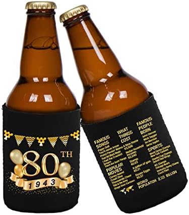 опаковка от 12 кутии-охладители на 80-ия рожден ден на Знака - 1943 година -Декорация за 80-годишнината на Мръсни аксесоари за парти в чест на 80-годишнината - Черни и златн?