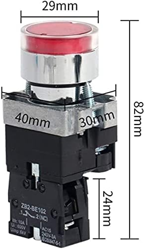 NEYENS 22 мм Незабавен XB2-BW3361 през Цялата Бутон прекъсвач с led/неоново осветление 1НО 24 В/220 v/380 v (Цвят: черен, Размер: 6)