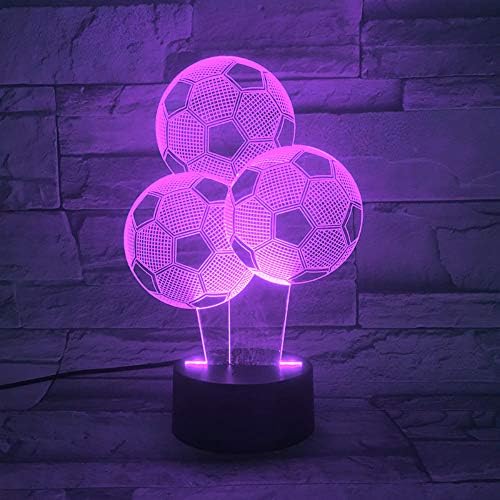 Jinnwell 3D Футболен Футболен Нощно Лампа Илюзия Нощна Лампа 7 цвята, което променя Сензорен прекъсвач, Настолни лампи За украса на масата, Акрилна Плосък КОРЕМА-основа, USB-кабел, играчка (автобус)