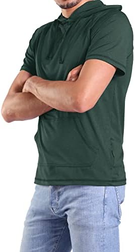 LeeHanTon Мъжки Спортни Блузи С Къс Ръкав - Ежедневни Тренировочная Риза, Обикновен Лек Пуловер, Hoody