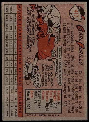1958 Topps # 417 Карл Furillo Лос Анджелис Доджърс (Бейзбол карта) ДОБРИ Доджърс