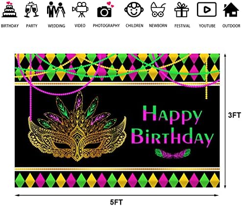 Лофарис Mardi Gras Фон за Парти по случай рождения Ден на Блестящ Лилаво, Зелено Злато Кралят Фон Маскарадное Обличане Декорация на партита Карнавал Венециански Карнав