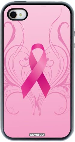 Хибриден калъф Coveroo 465-4420-BC-FBC Гардиън за iPhone 4 / 4S - Розовата лента с завитком - 1 Опаковка - търговия на Дребно опаковка - Черна