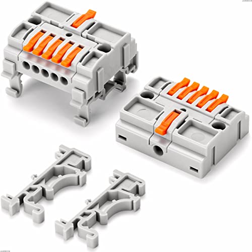 JANDECCN 6 бр. многофункционални клеммных накладки на DIN-шина, конектори за свързване на лостовите кабели (1 в 5 изхода)