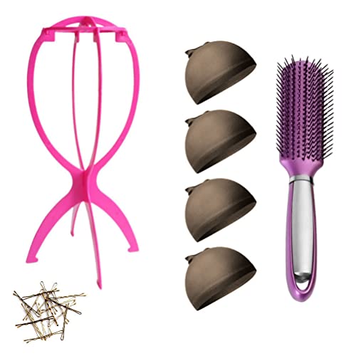 Пропуск за перуки (Wk015-G - 1-поставка за перуки, 4-капачки за перуки, щипки за коса, дръжка за перука) - Набор от аксесоари за перуки в WK-LITE_WHT