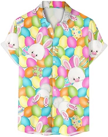 Великденски Ризи за Мъже, Забавни Хавайски Ризи с Копчета с Принтом с Великденски Яйца, Зайци и Моркови, Ежедневни Тениски Свободно, Намаляване, Върхове