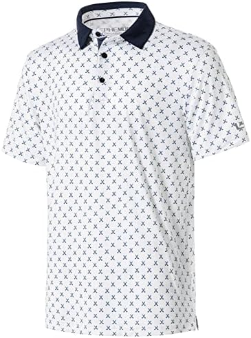 Риза за голф Ephemoca за Мъже Dry Fit Performance С Принтом с Къс Ръкав, Впитывающая Влагата Риза с къси ръкави