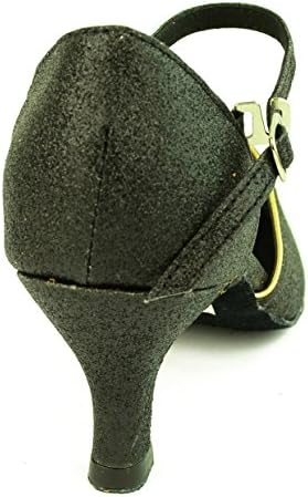 Обувки със Звънци Ръчно изработени Дамски Обувки За Балните Латино танци-Eva Ток 2.5 инча - Черен блясък