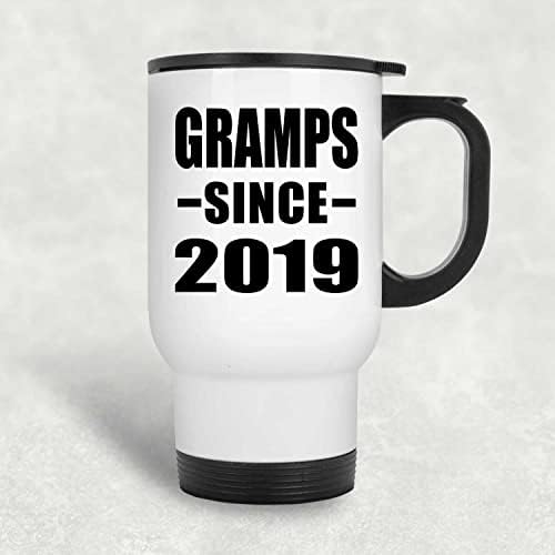 Designsify Gramps С 2019 г., Бяла Пътна Чаша 14 грама, на Изолиран Чаша от Неръждаема Стомана, Подаръци за Рожден Ден, Годишнина, Коледа, Деня на Бащи и Майки