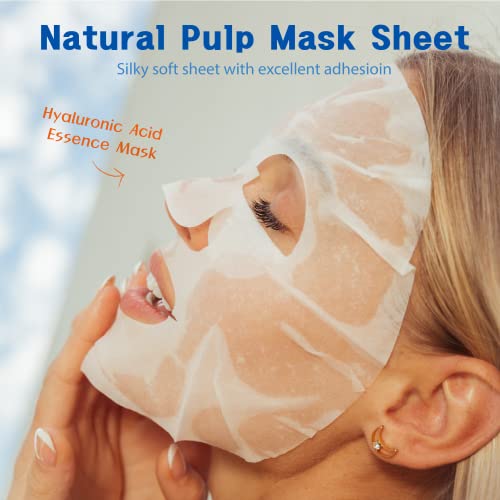 Purederm Маска с эссенцией хиалуронова киселина (12 опаковки) - корейската маска с эссенцией за красота на обикновения ламарина тип - хиалуронова киселина, колаген и витамин е успокоява и хидратира кожата, се изравни