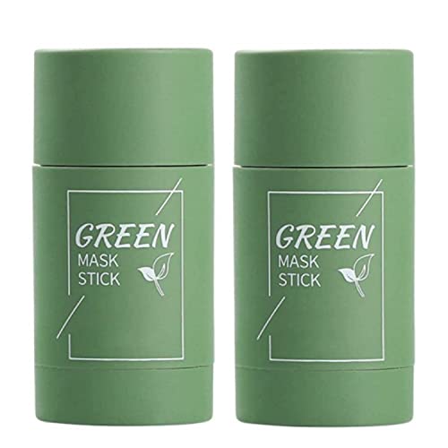 2 Бр Маска-стик от зелен чай, Средство за премахване на черни точки с екстракт от зелен чай, Зелена Маска-Стик за Овлажняване на лицето, Дълбоко почистване на порите, Изсветляване на кожата, Хидратиращи маска за лице,