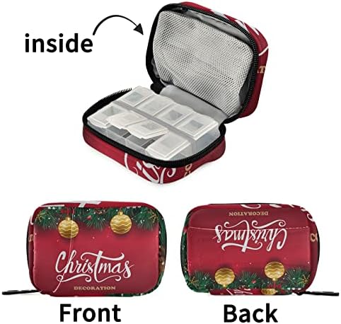 Коледа кедър топката звънец хапчета случай на хапчета организатор Box лаптоп чанта с цип калъф витаминни добавки, лекарства за туристическия бизнес семеен къмпинг 7