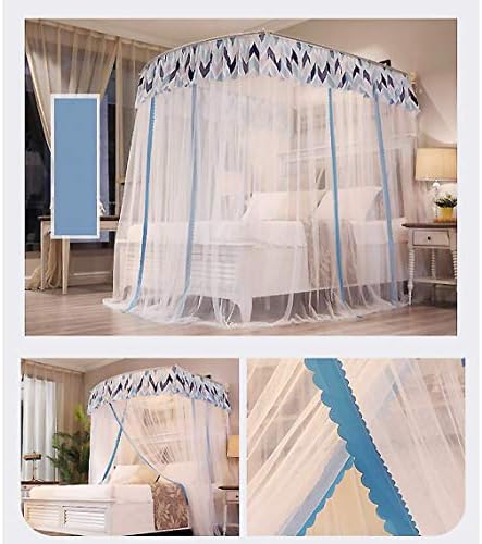 ASDFGH U-Образна Дантелен балдахин с комарите мрежа, европейски стил, Балдахин за легло принцеса, Мелкоячеистая mosquito net, дебели скоба, предпазва от насекоми и мухи-B 120x200 см (47x79 инча)