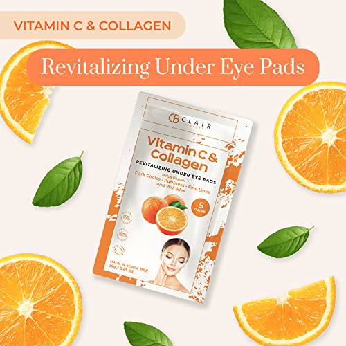 Лепенки Clear Beauty (по-рано Clair) с витамин С и колаген под очите - Намаляват тъмните кръгове и подпухналостта, Антивозрастные, охлаждащи и успокояващи тампони за очи - Жесток корейски грижа за кожата за всички типове