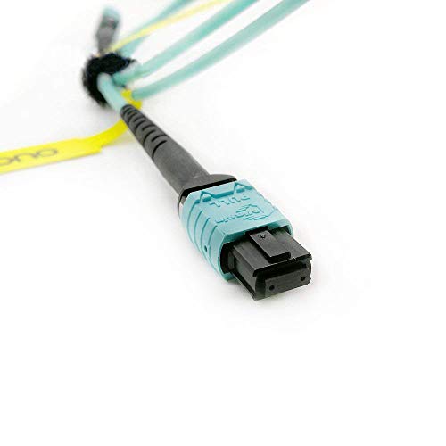Оптичен кабел Karono 50 фута/15 м MPO - MPO 12, конектор/Female, Многорежимен MPO OM3 40 г, Полярност тип B за радиоприемник QSFP + Кабелна система, съвместими с MTP, GPON, EPON Прилагането на Аква
