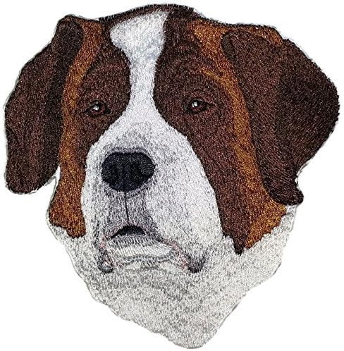 Св. бернар - Нежна муцуната Гигантски кучета с бродерия IronOn/Нашивка за шиене [5,5 x 5,6] [Произведено в САЩ]