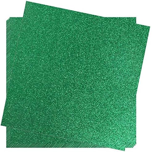Плътен картон Crafasso 12 x 12 300 г с пайети премиум-клас, 15 Листа, Зелен