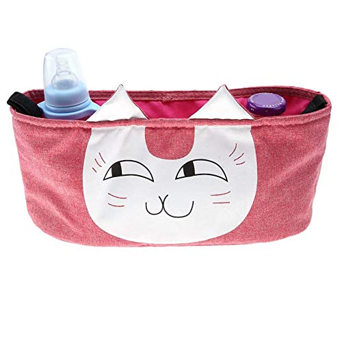 Yosoo Чанта органайзер за детска количка с Голям Капацитет, Подвесная чанта за памперси Мумията, кука За детска количка, чанта за съхранение на детски колички, Мультяшная Сгъваема чанта за памперси (розово котка)