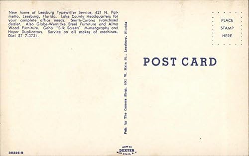 Поддръжка на пишещи машини в Лессбурге, Флорида, Флорида Оригиналната реколта картичка