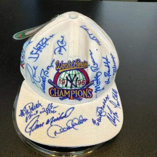 1996 Отбор Ню Йорк Янкис Подписа Шапка Световните серии с Дереком Джетером JSA COA - Шапки MLB с автограф