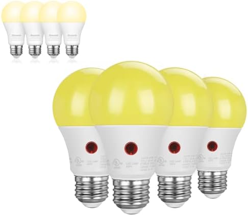 Led лампи за външно осветление DEWENWILS от здрач до зори, 8 опаковки, включително 4 опаковки 2700 K / 9 W (еквивалент на 60 W) /цокъл E26/500ЛМ ярки крушки и 4 опаковки 9 W (еквивалент на 60 W) / 600ЛМ /2000К кехлибарен