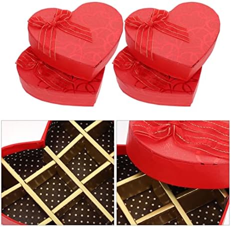 Подарък Кутия EXCEART Сърце Paper 4шт Подарък Кутия във формата на Сърце Подарък Кутия с Капак и Ленти за Носене За Съхраняване на Хартиен Контейнер за Съхранение за Влюбени Майка, Баща (в Червено) за Опаковане на Подаръци