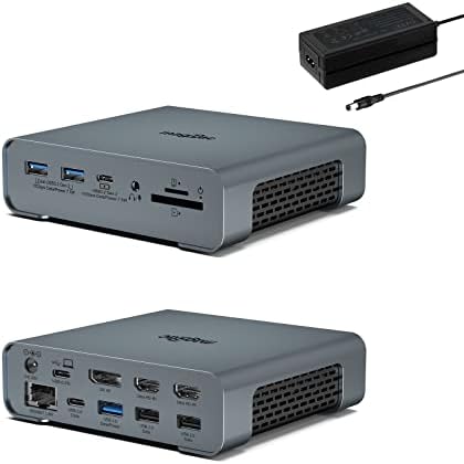 Докинг станция USB C с тройно монитор, докинг станция за лаптоп 16 в 1, зарядно устройство, USB C с 2 HDMI, 4K / 60Hz ДП, 8 USB порта, адаптер за променлив ток с мощност 65 W, Ethernet за пълнофункционален лаптоп Dell,